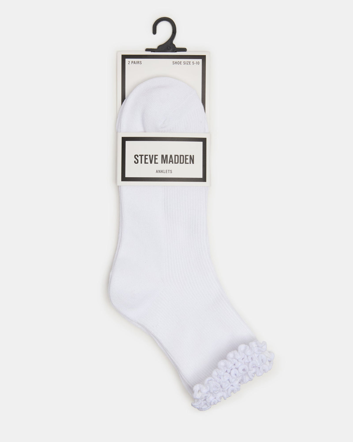 2 PACK LETTUCE EDGE RIB ANKLET SOCKS WHITE