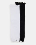 RIBBED SPLIT TOE SOCKS WHITE/BLACK